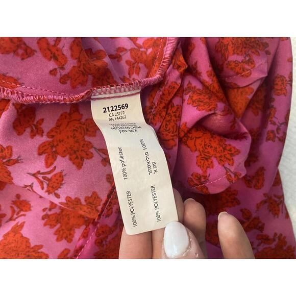 Dex satin slip dress size M red pink floral - Picture 6 of 6